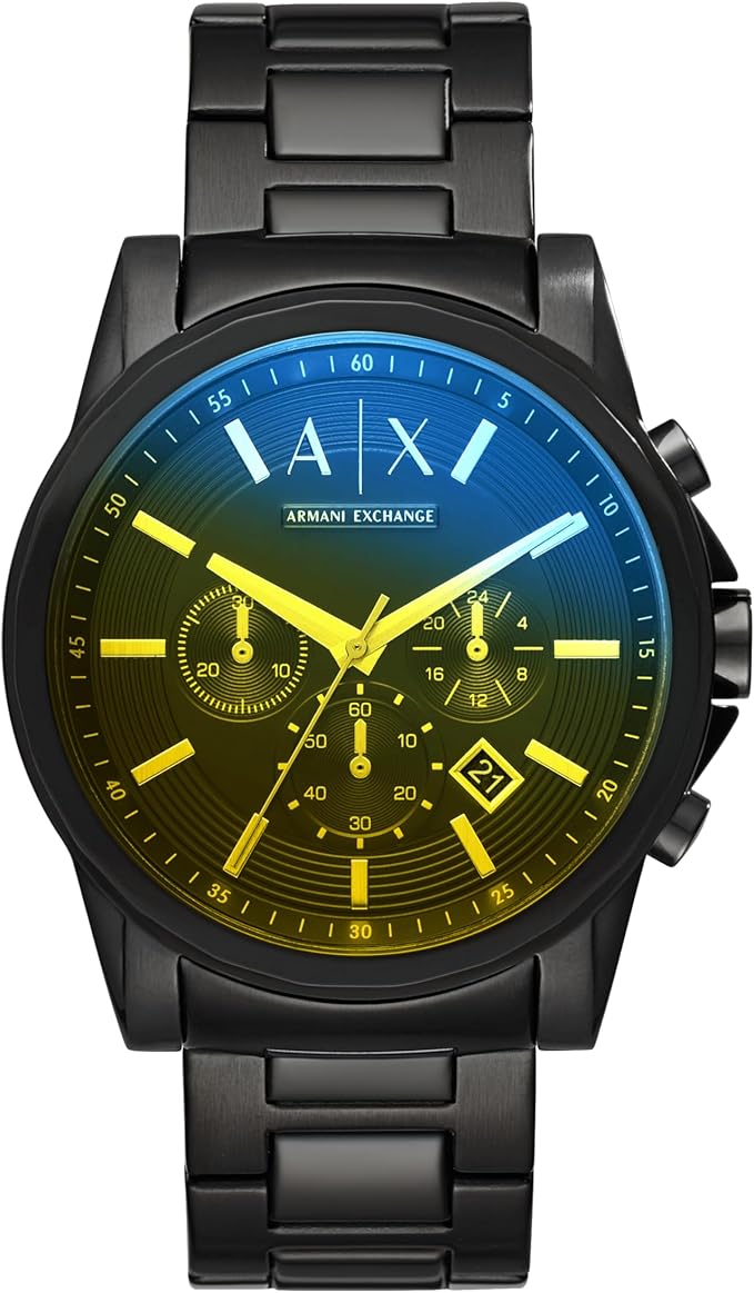 Men's chronograph watch with leather, stainless steel or silicone strap