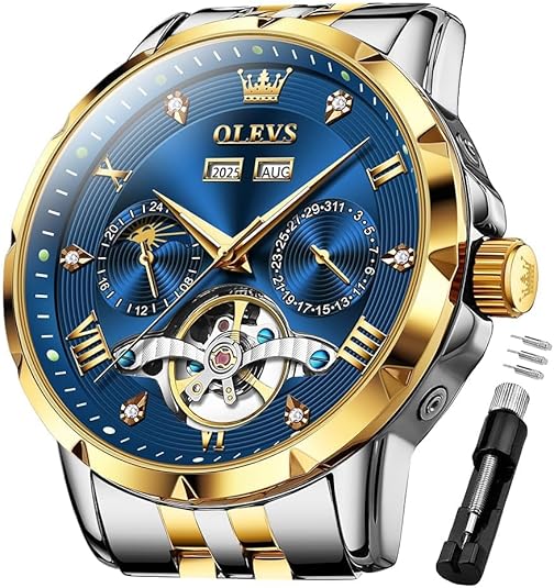 Men's Automatic Watch Skull Mechanical Classic Luxury Business Diamond Stainless Steel Waterproof Luminous Date Calendar Men's Watch