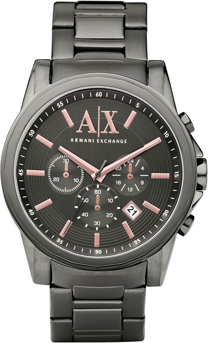 Men's chronograph watch with leather, stainless steel or silicone strap