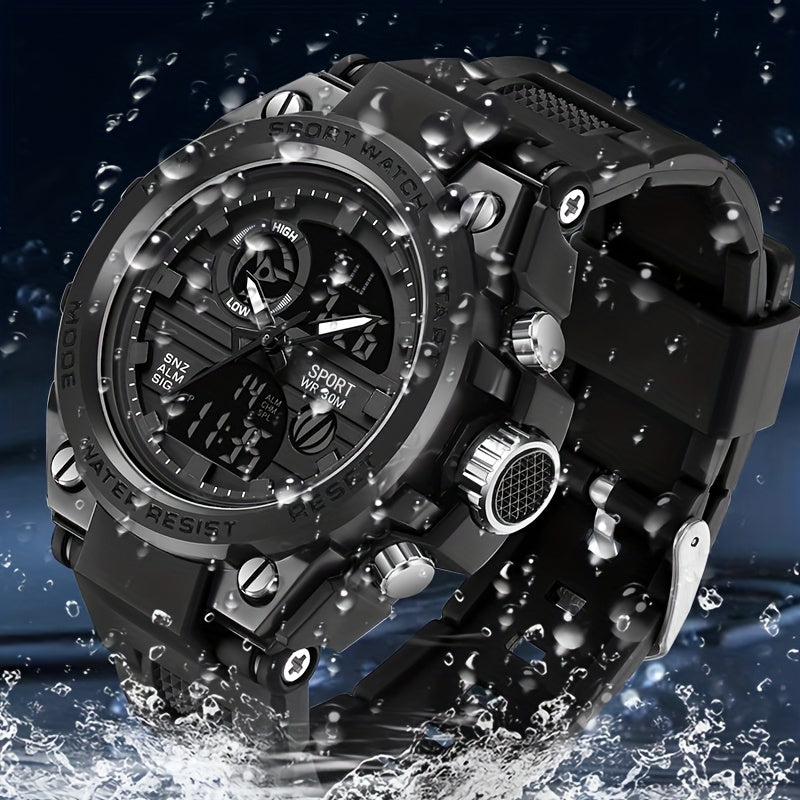 Women's Multifunctional Sports Electronic Watch - Luminous 1181.1inch, World Time, 24H Alarm, Stopwatch, Tachymeter, Durable TPU Strap, Shockproof & -Magnetic, Black Dial with White Hands for Swimming, Hiking, Mountaineering, Aviation, Diving