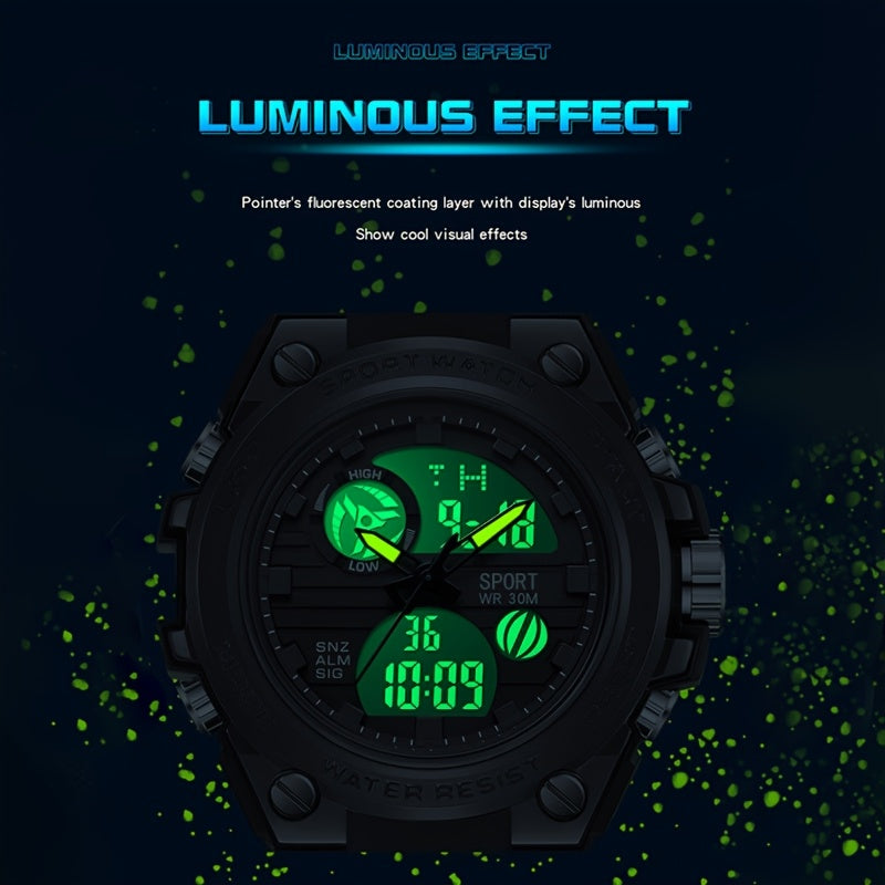 Women's Multifunctional Sports Electronic Watch - Luminous 1181.1inch, World Time, 24H Alarm, Stopwatch, Tachymeter, Durable TPU Strap, Shockproof & -Magnetic, Black Dial with White Hands for Swimming, Hiking, Mountaineering, Aviation, Diving