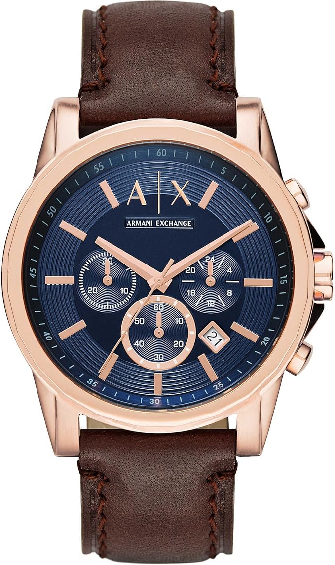 Men's chronograph watch with leather, stainless steel or silicone strap