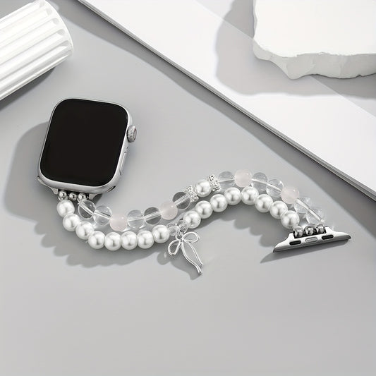 New Glass Bead Women's Watch Strap Suitable for iWatch 10\u002F9\u002F8\u002F7\u002F6\u002F5\u002F4\u002F3\u002F2\u002F1 Generation Metal Band, Compatible with 38\u002F40\u002F41\u002F42\u002F44\u002F45mm (Strap Only, No Watch Included)