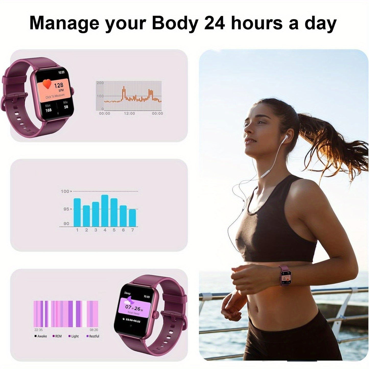 IOWODO Smart Watch for Women (Answer/ Make Calls & AI Voice), 1.85" HD Fitness Watch with Pedometer, 110+ Sports Activity Tracker, Smartwatch for Android for iphone, Purple