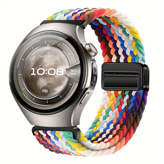 For Huawei Watch 5 42mm Magnetic Nylon Strap - Adjustable, Colorful Braided Design, Ideal Gift for Men & Women, Perfect for 11 Festive Occasions, Smartwatch Accessory|Vibrant Strap Design|Durable Watchband, Smart Watch Accessories