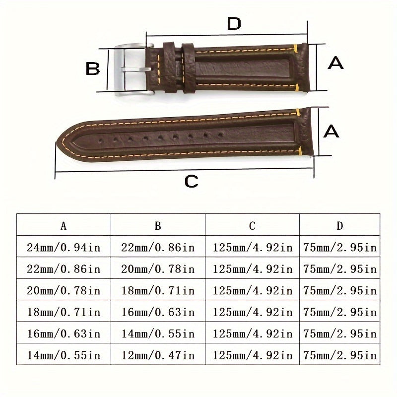 1pc Quick Release Genuine Leather Cowhide Watch Band