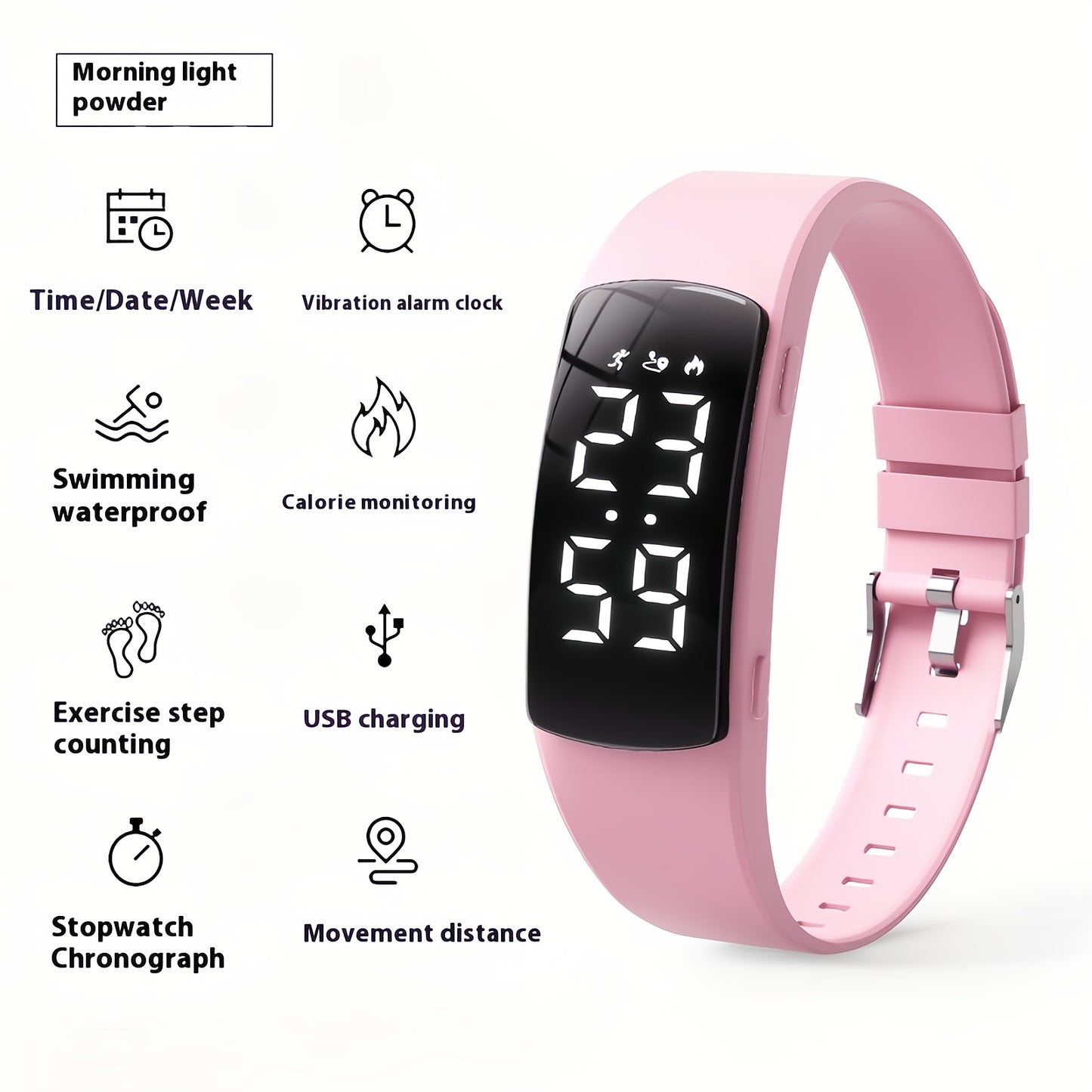 Rechargeable Electronic Watch Rechargeable Multifunctional Electronic Watch | Pedometer\u002FAlarm Clock\u002FStopwatch for Men and Women, Stylish Fitness Bracelet for Students and Athletes, Perfect Gift for Any Occasion