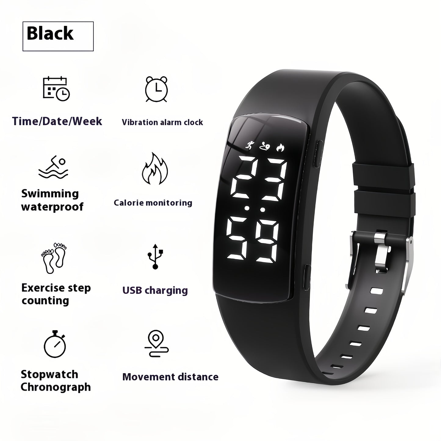 Rechargeable Electronic Watch Rechargeable Multifunctional Electronic Watch | Pedometer\u002FAlarm Clock\u002FStopwatch for Men and Women, Stylish Fitness Bracelet for Students and Athletes, Perfect Gift for Any Occasion