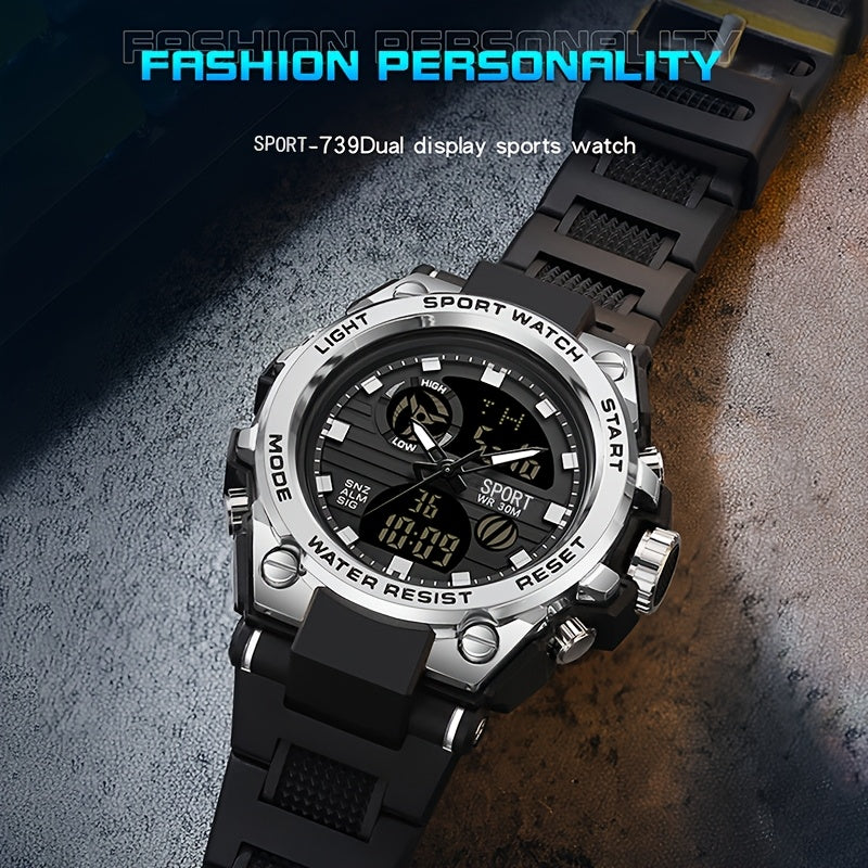 Women's Multifunctional Sports Electronic Watch - Luminous 1181.1inch, World Time, 24H Alarm, Stopwatch, Tachymeter, Durable TPU Strap, Shockproof & -Magnetic, Black Dial with White Hands for Swimming, Hiking, Mountaineering, Aviation, Diving