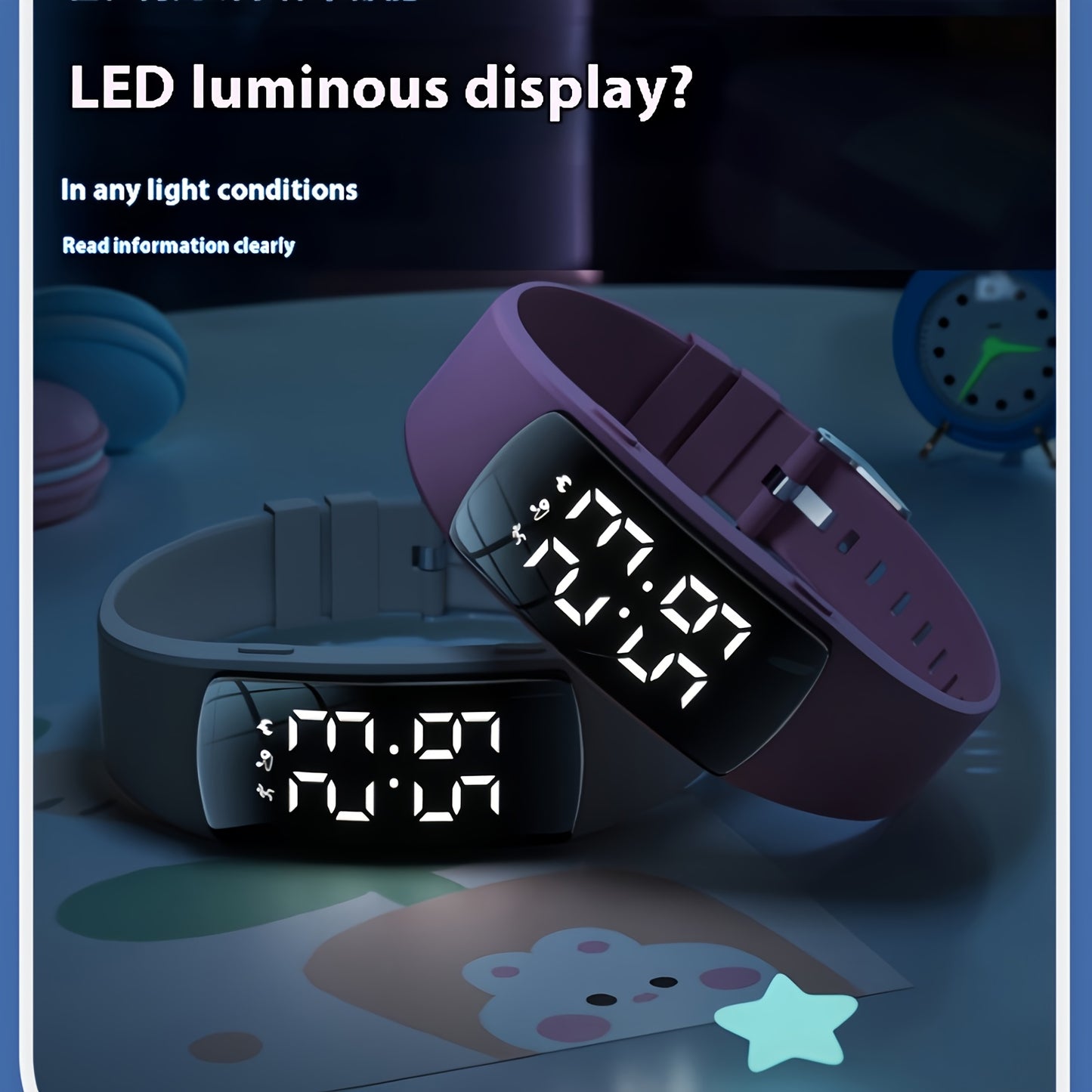 Rechargeable Electronic Watch Rechargeable Multifunctional Electronic Watch | Pedometer\u002FAlarm Clock\u002FStopwatch for Men and Women, Stylish Fitness Bracelet for Students and Athletes, Perfect Gift for Any Occasion