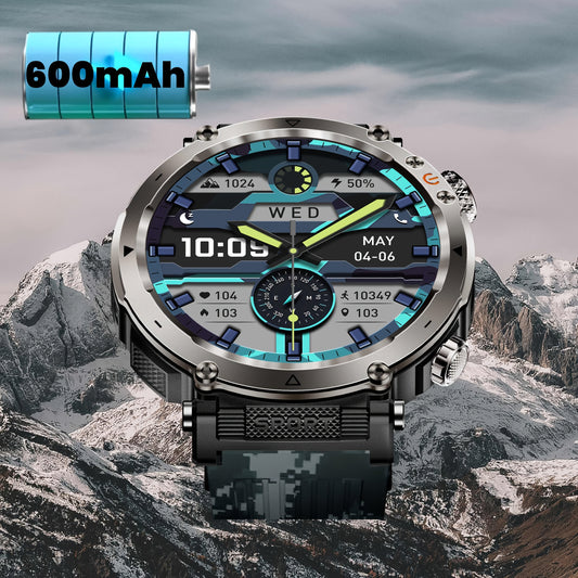 Men's Sports Smart Bracelet Watch for Men And Women (Answer/Make Call), 1.7" IPS Round Full Screen Fitness Tracker with Flashlight, Compass, 100+ Sport Modes