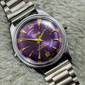 Vintage Rare Oris Purple Dial Hand Winding Wrist watch Men'S Gents FHF Movement ST-96 swiss