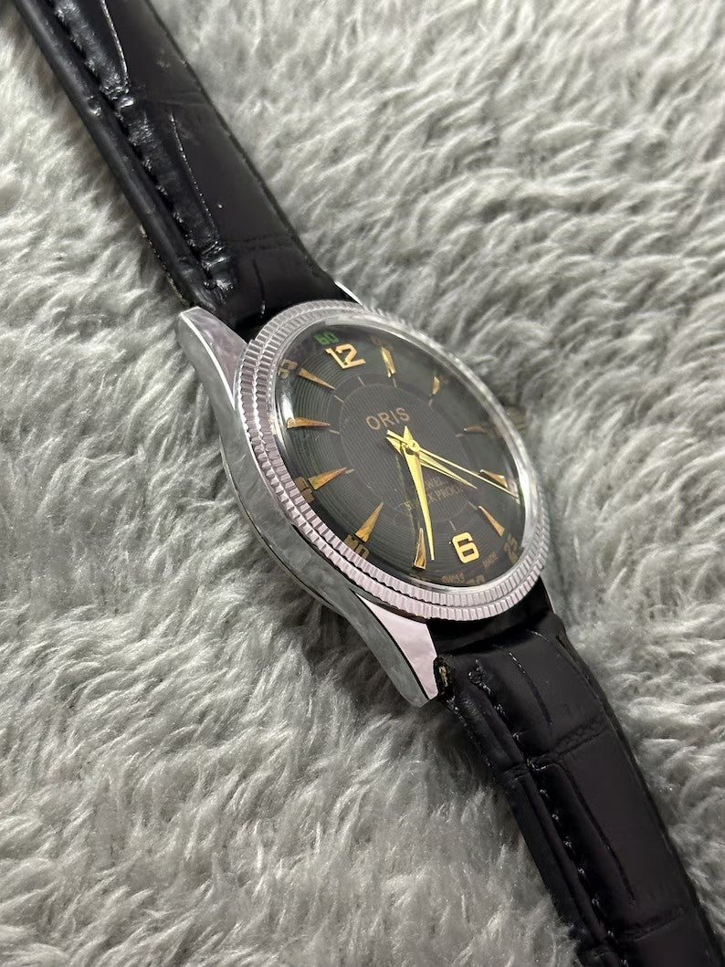 Vintage Rare ORIS Green Dial Hand Winding Wrist watch Men'S Gents FHF Movement ST-96 Swiss